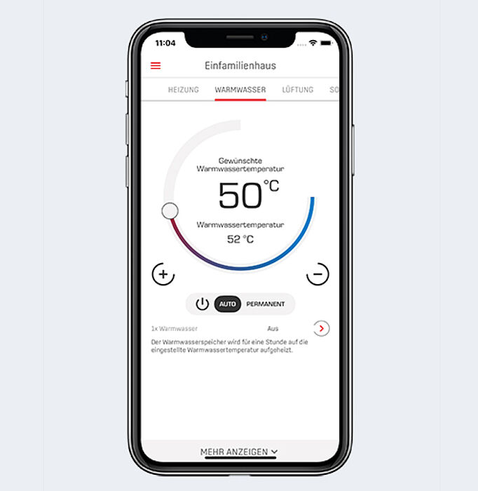 Smarthome Idee: Smartphone-Display mit App für Heizungssteuerung