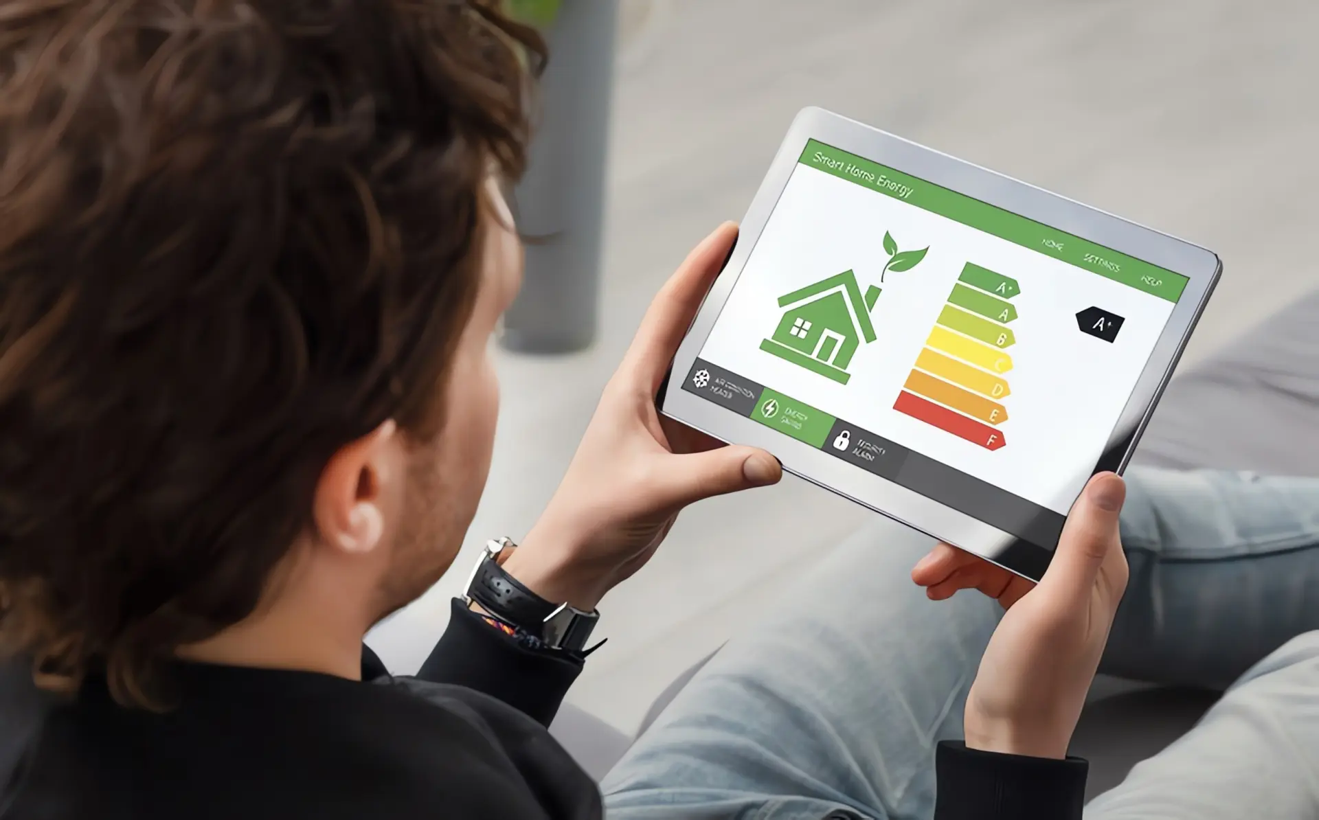 Energieeffizienzklasse berechnen: Mann mit Tablet in Hand
