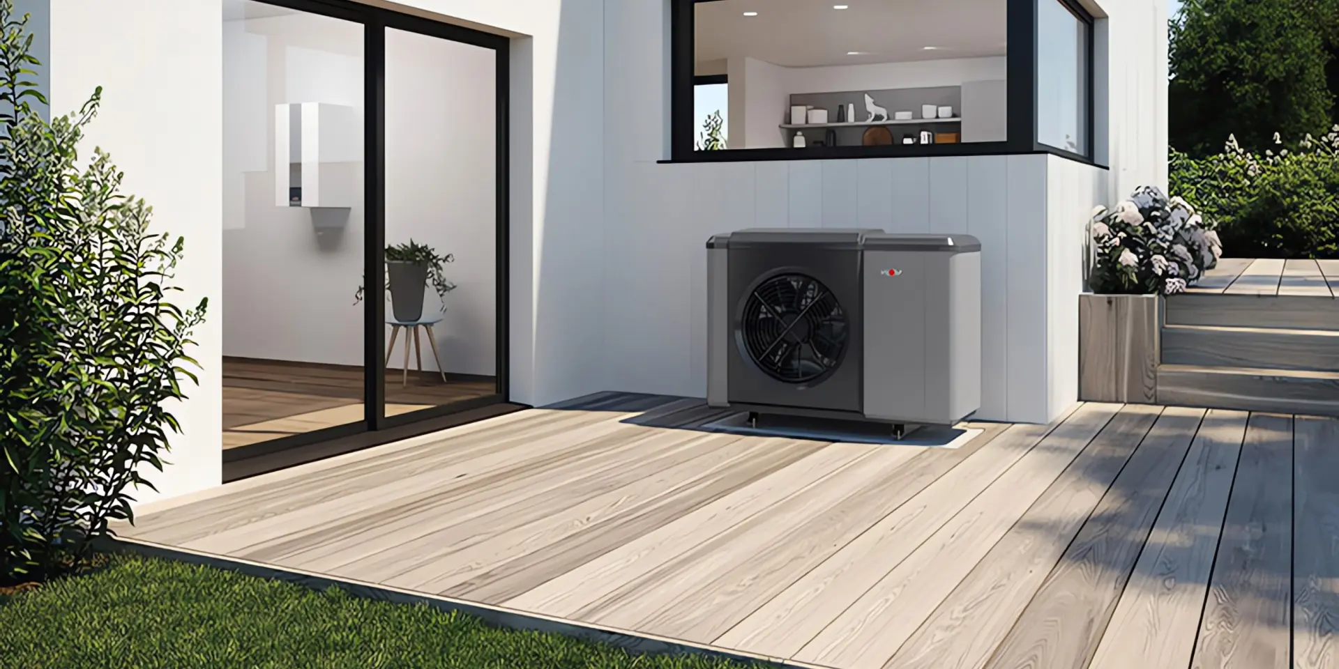 Haustechnikzentrale: CHC Monoblock von WOLF auf Terrasse