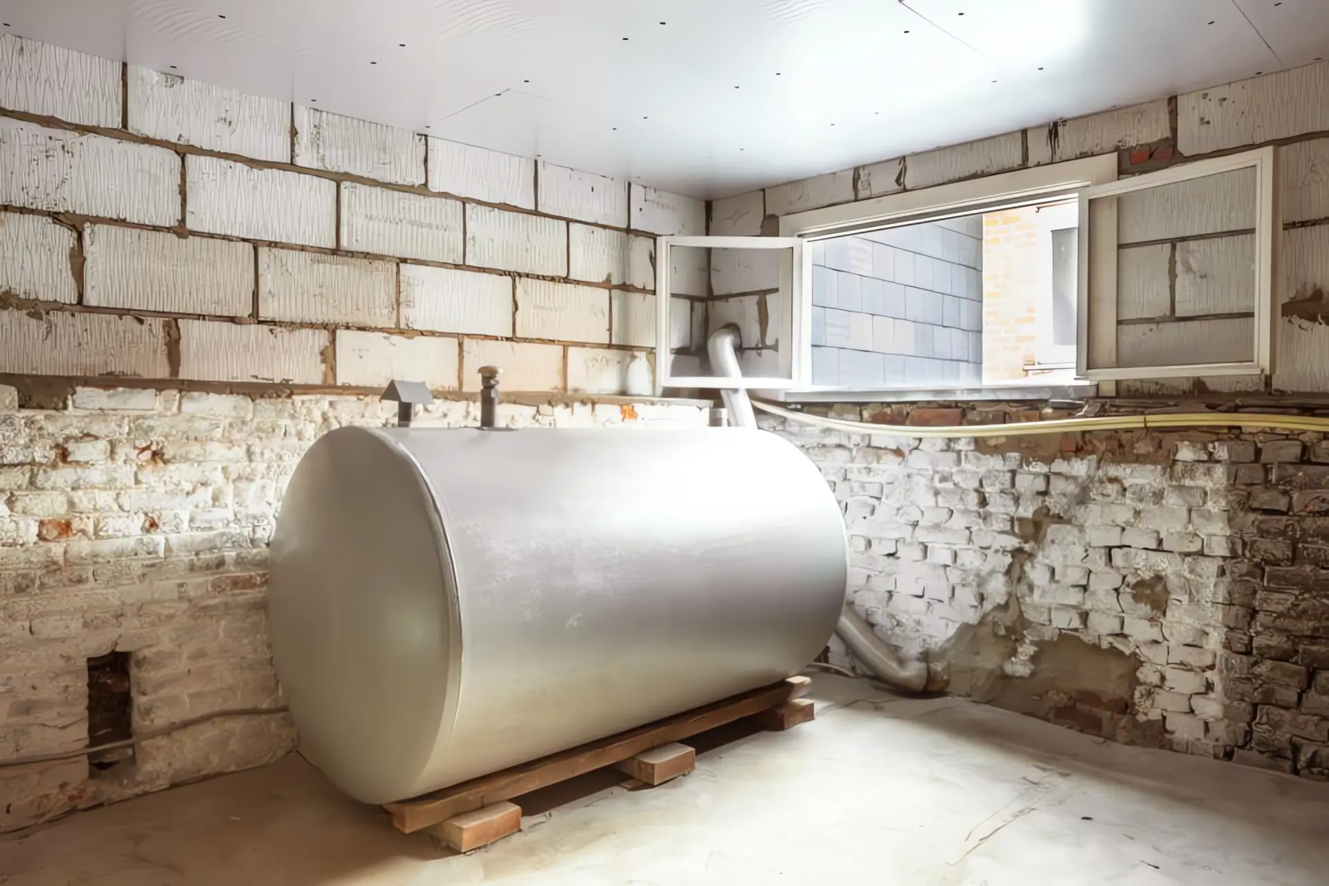 Heizöltank entsorgen: Alter Heizöltank in Keller