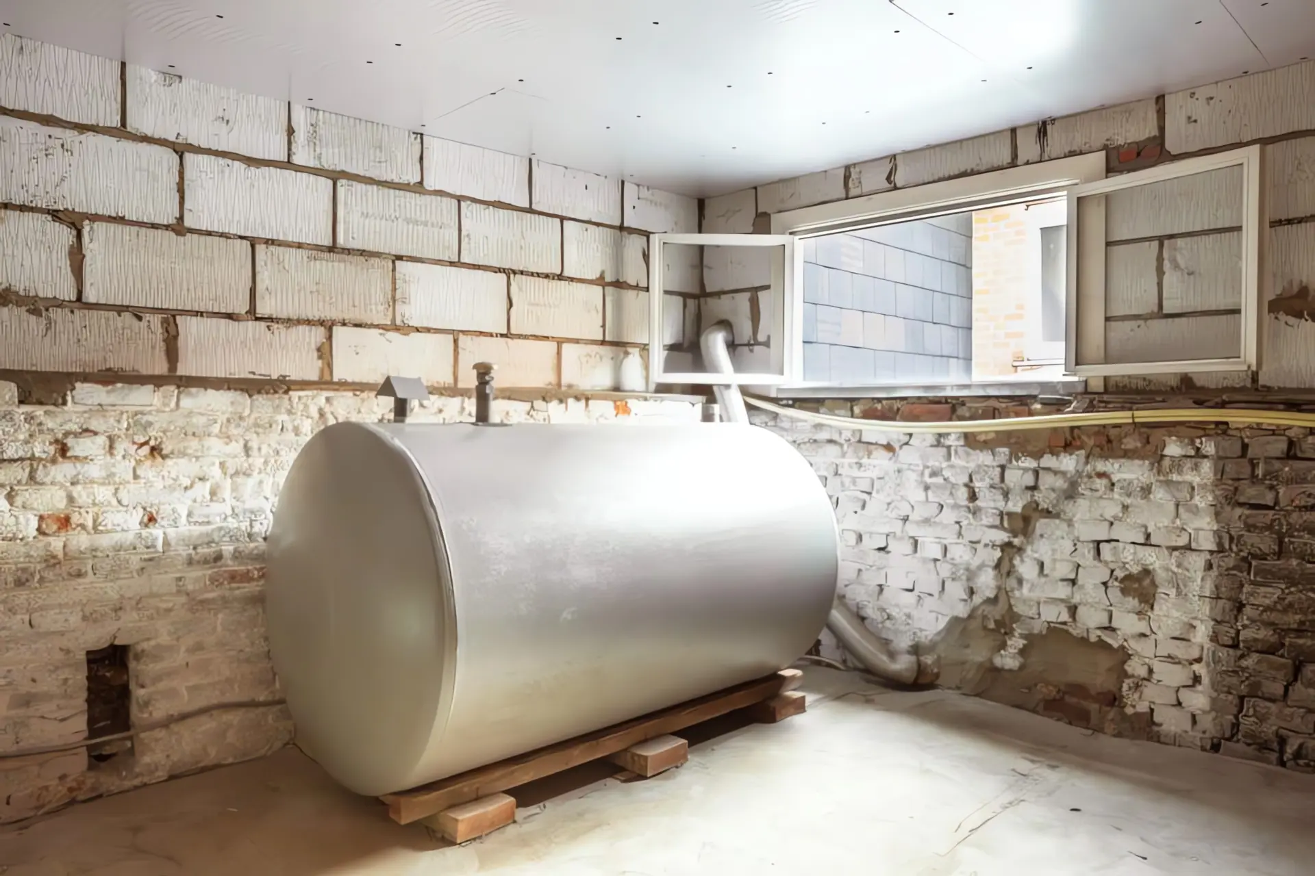 Heizöltank entsorgen: Alter Heizöltank in Keller