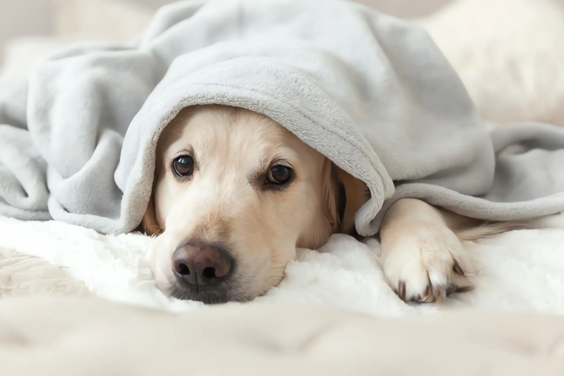 Heizungsausfall: Hund unter Decke