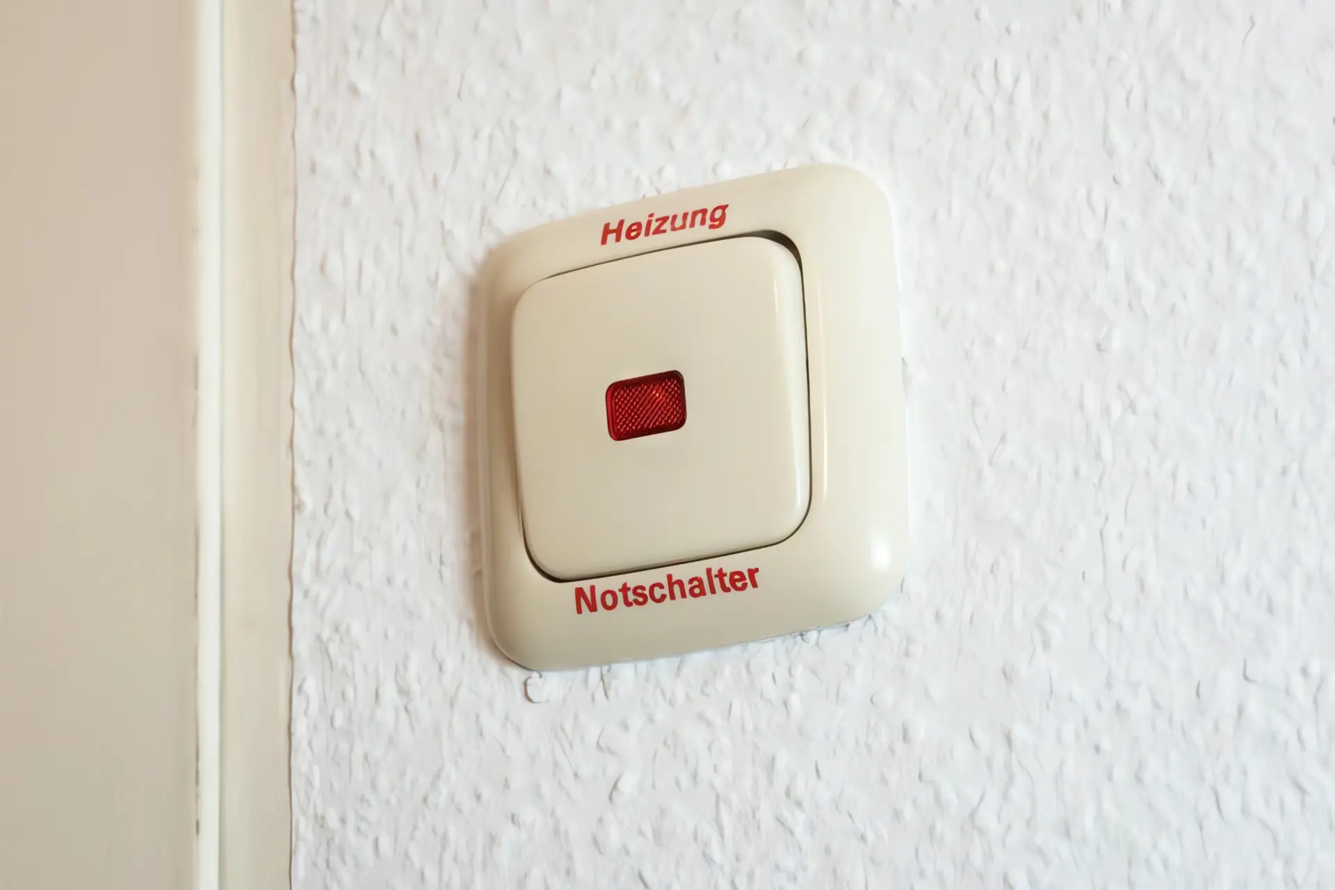 Heizungsnotschalter an weißer Wand