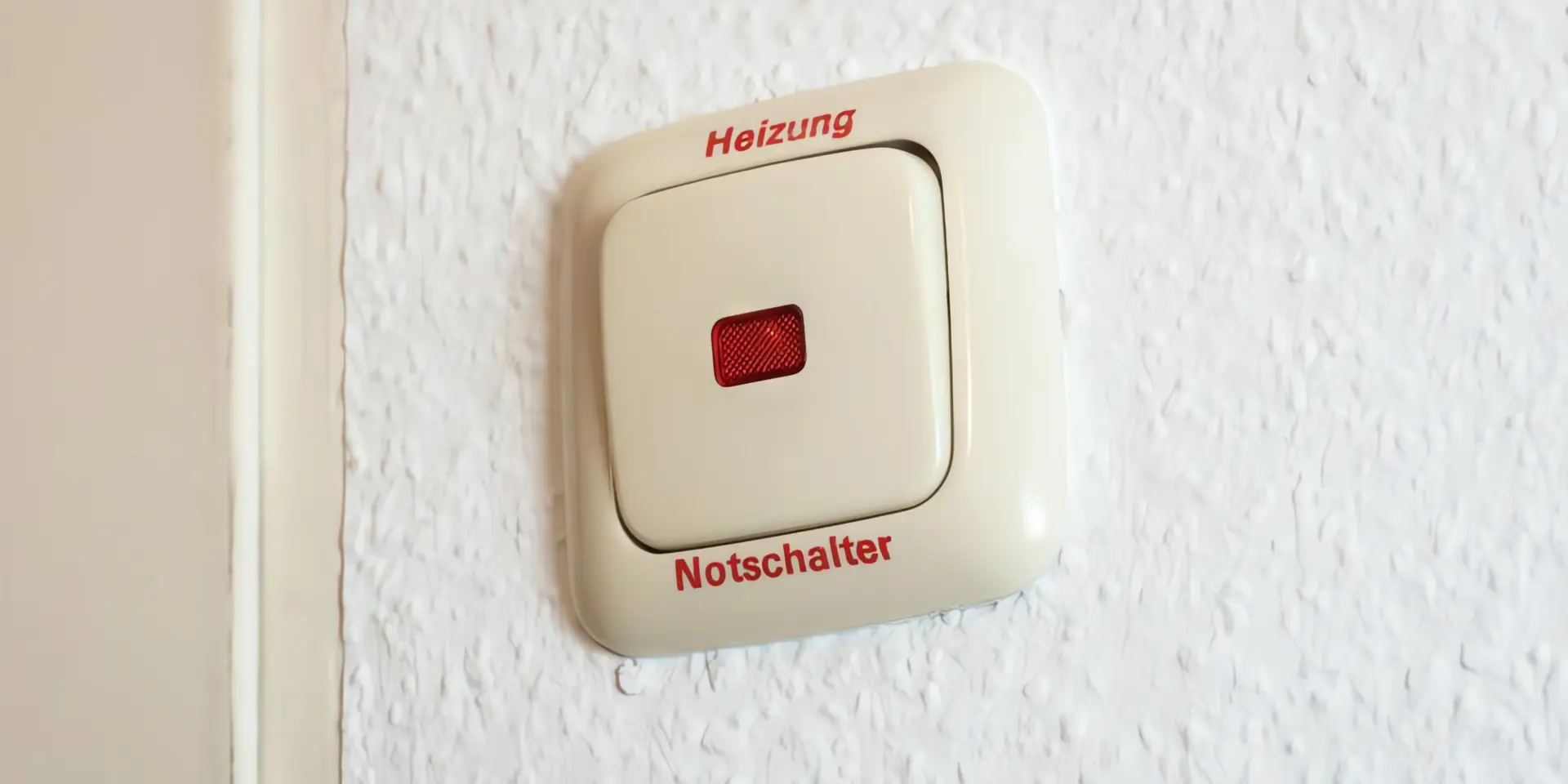 Heizungsnotschalter an weißer Wand