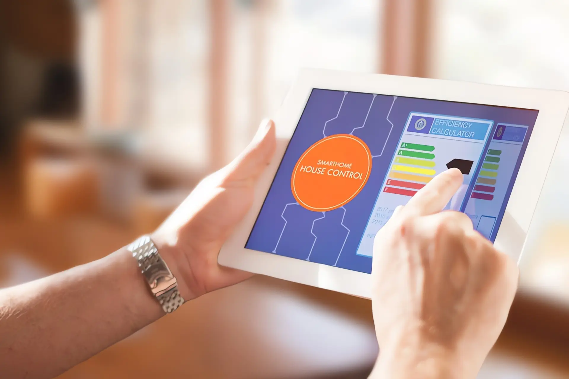 JAZ Wärmepumpe: Mann bedient App auf Tablet