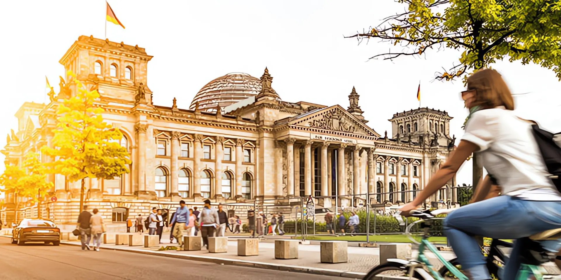 Klimaprogramm Bedeutung für Ölheizungen: Kommt jetzt Ölheizungs-Verbot? Deutscher Reichstag mit Radfahrerin