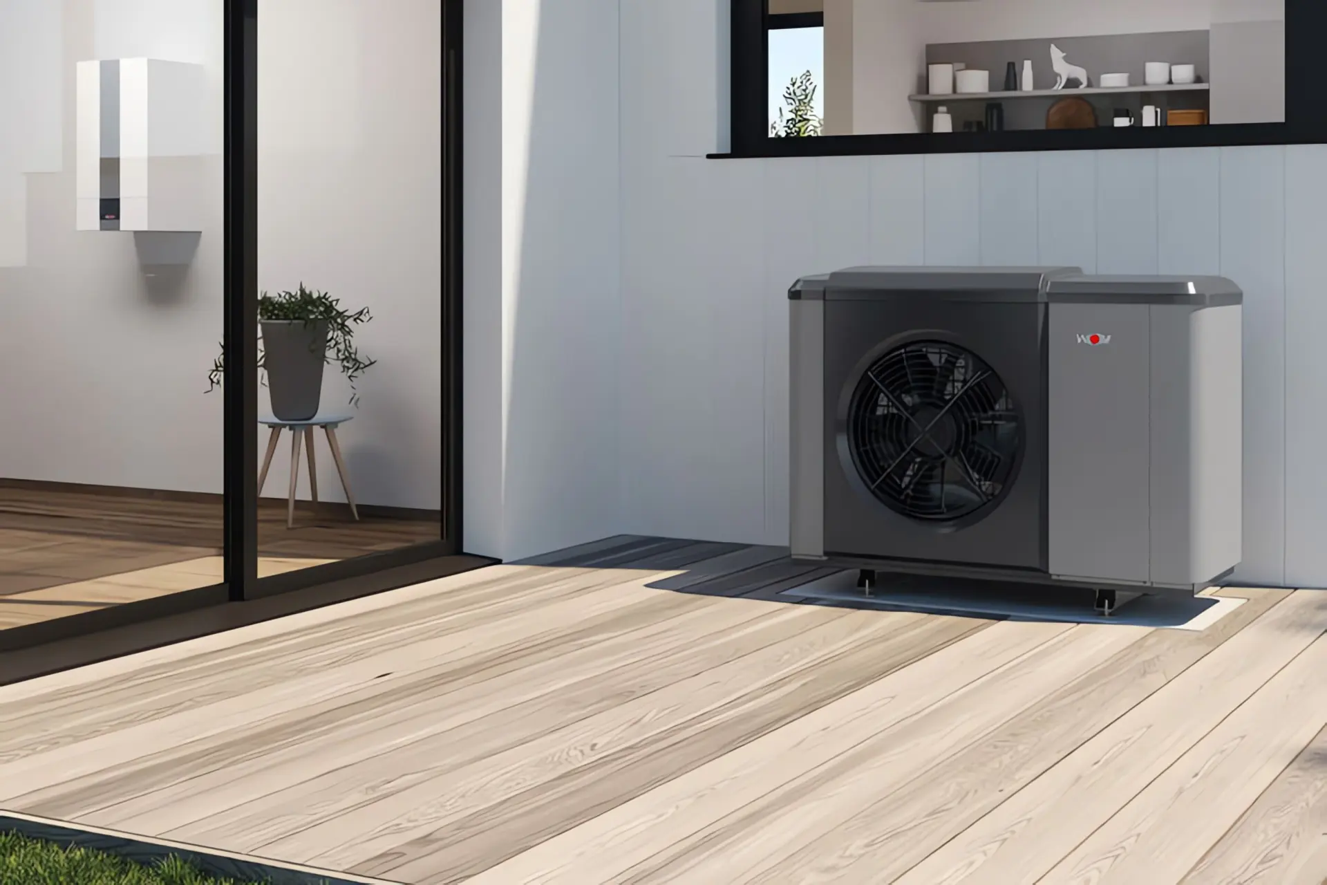 R290: Die Außeneinheit einer CHA-Monoblock Wärmepumpe