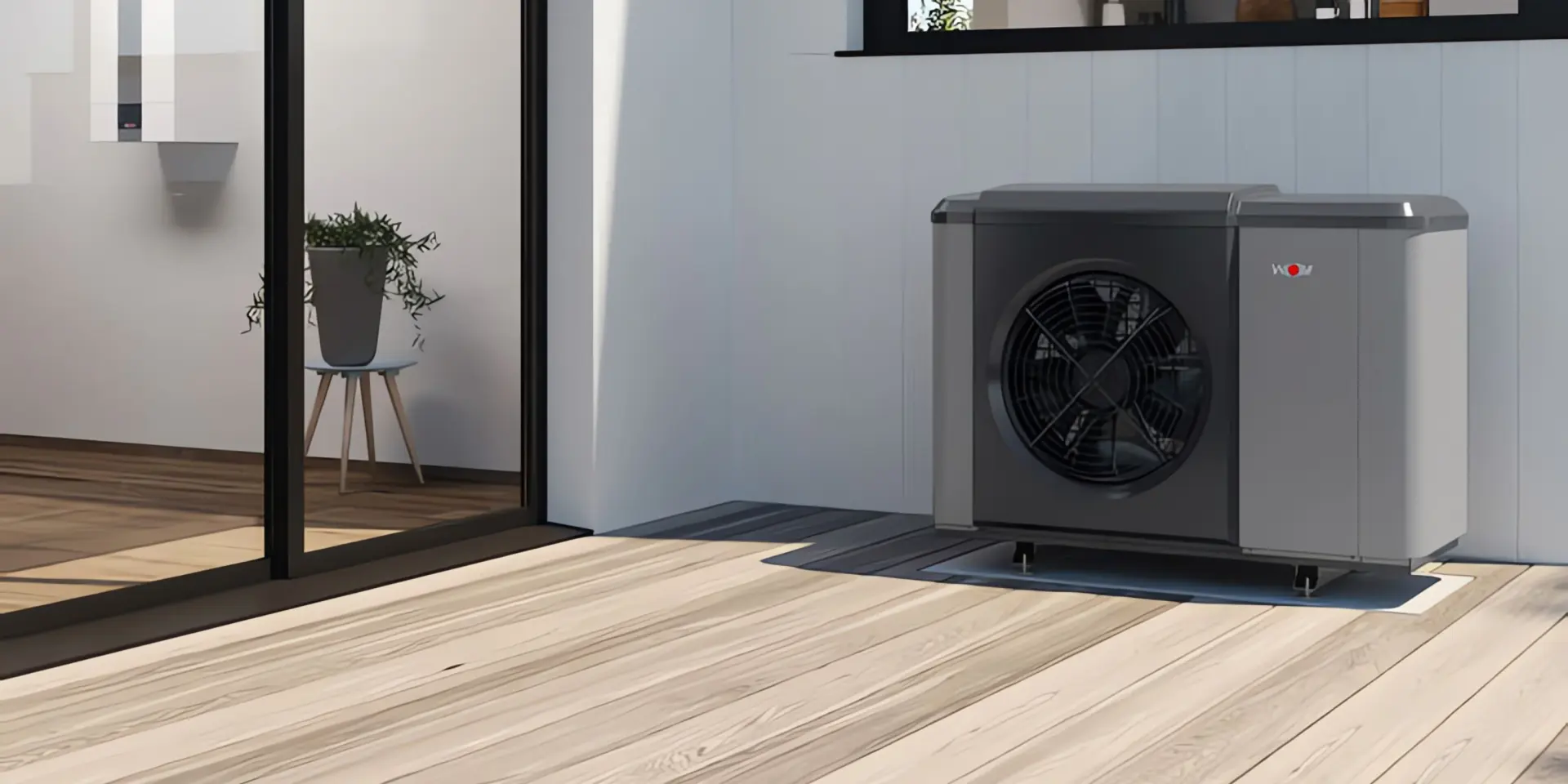 R290: Die Außeneinheit einer CHA-Monoblock Wärmepumpe