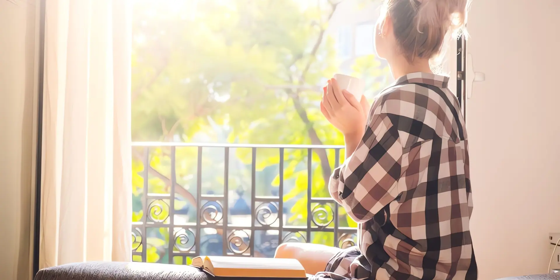 So lüften Sie im Sommer effektiv: Frau sitzt in Sonnenschein vor offenem Fenster