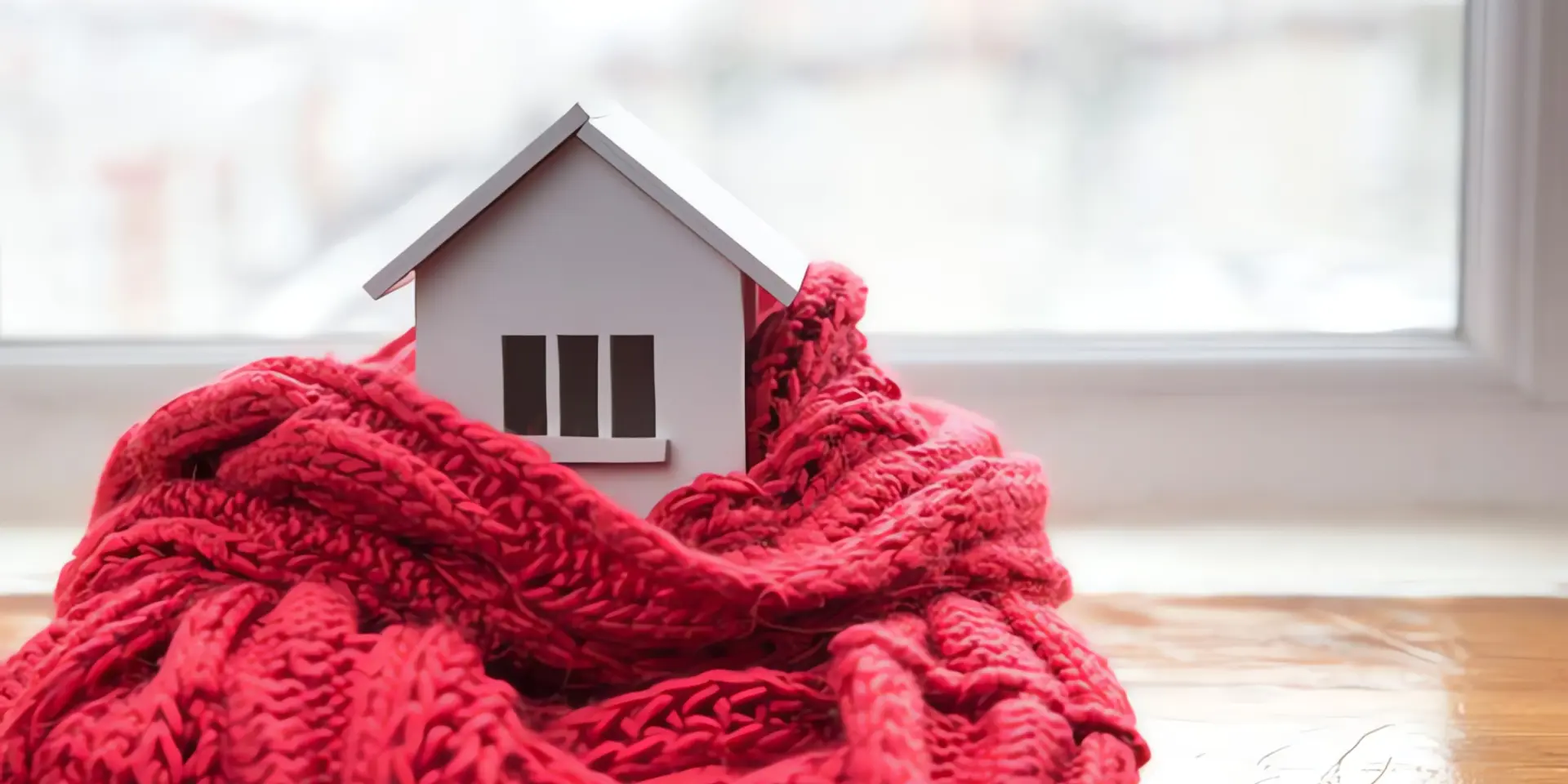 Wärmekapazität: Modellhaus mit Schal umwickelt