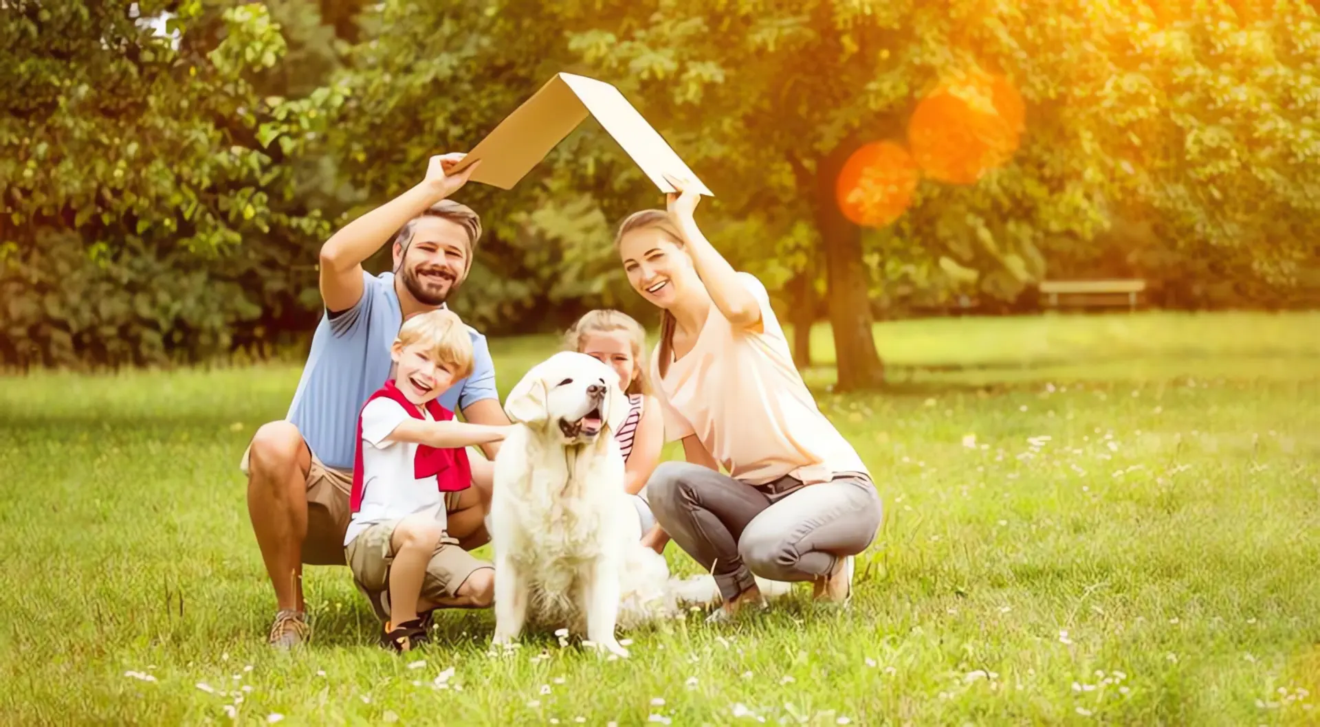 Wärmepumpe Schallschutz: glückliche Familie mit Hund