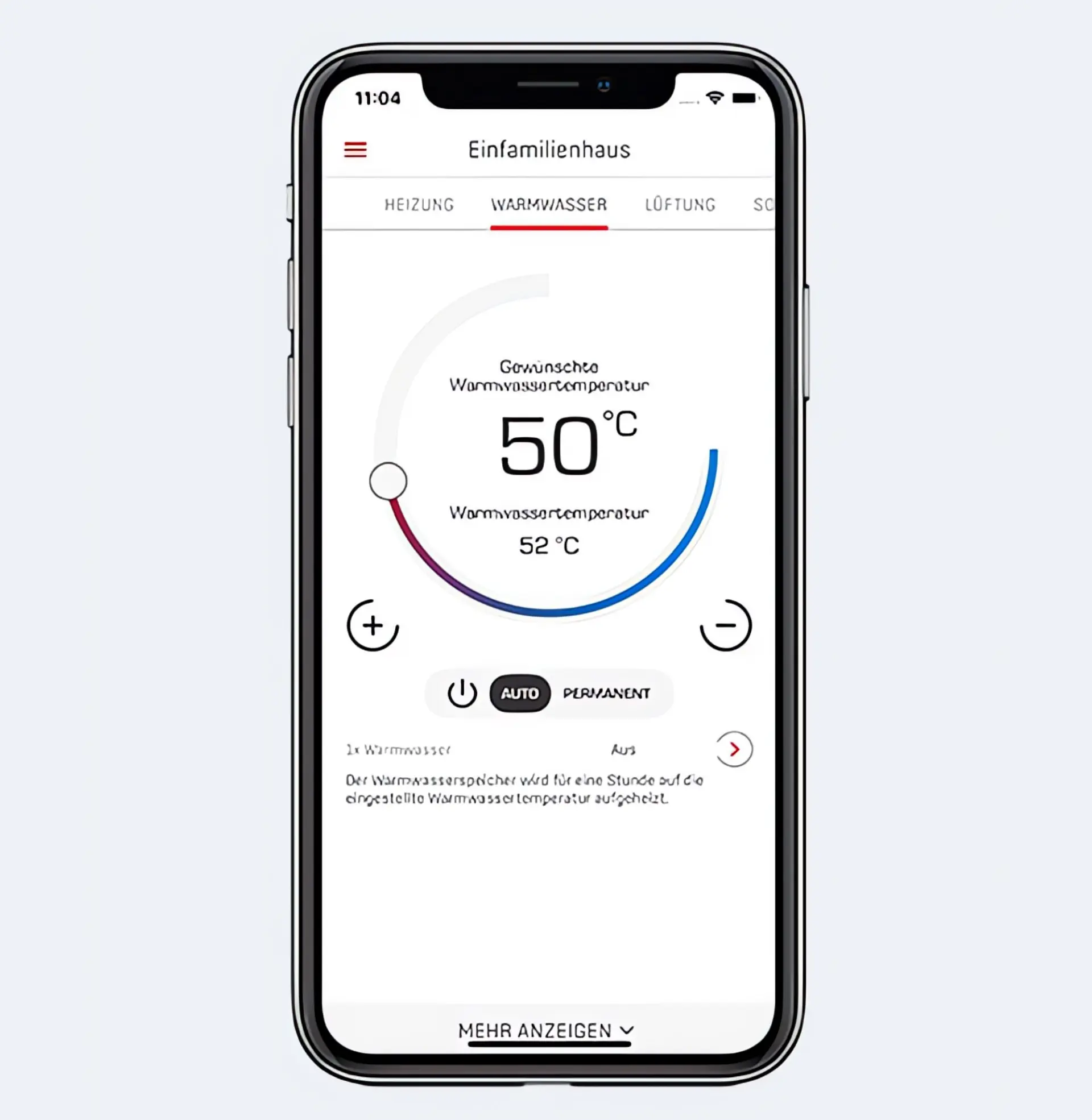 Smarthome Idee: Smartphone-Display mit App für Heizungssteuerung
